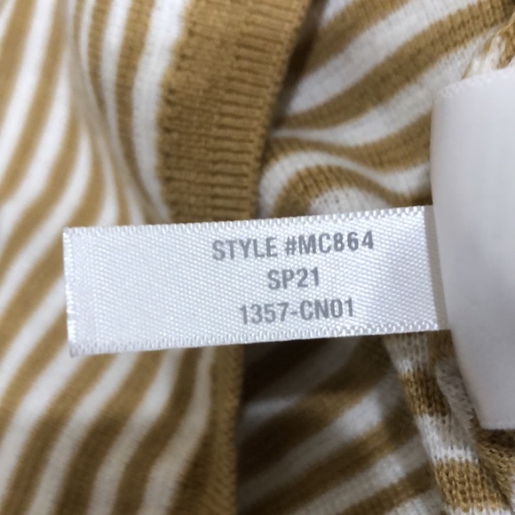 Madewell Belhaven Ruffle Sweater Tank Top Size Medium Heather Camel Brown Stripe - Picture 8 of 10